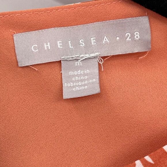 Chelsea28 Sleeveless V-Neck Smocked Tie Shoulder Mini Dress Coral White Medium - Picture 7 of 13